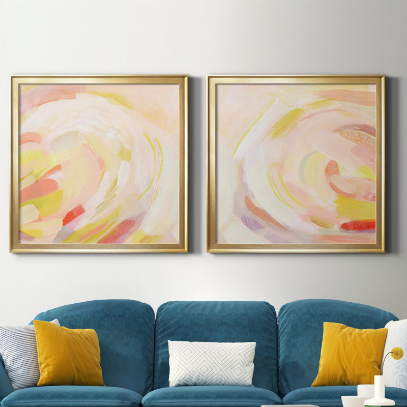 Sunburst Blossom I Sunburst Blossom I - ensemble de 2 reproductions d'art encadrées, H 30,5 po x l 61 po x P 1,5 po