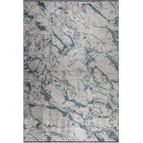 Rapture Abstract Area Rug in Siver Gray/Teal Blue