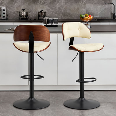 Swivel and  Adjustable Height Bar Stool with Footrest