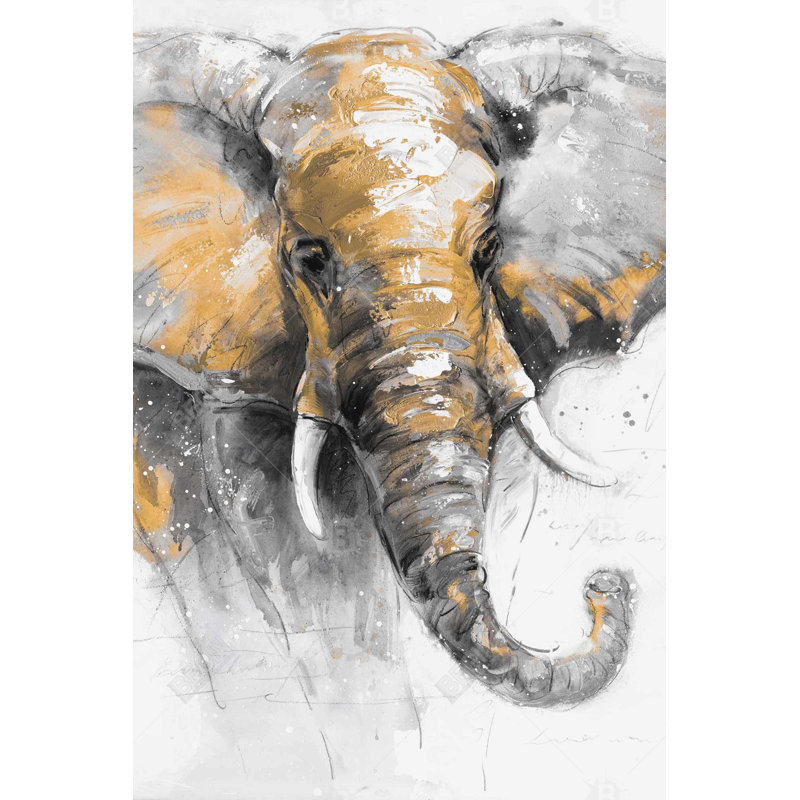 «Beautiful Golden Elephant», H 36 po x l 24 po