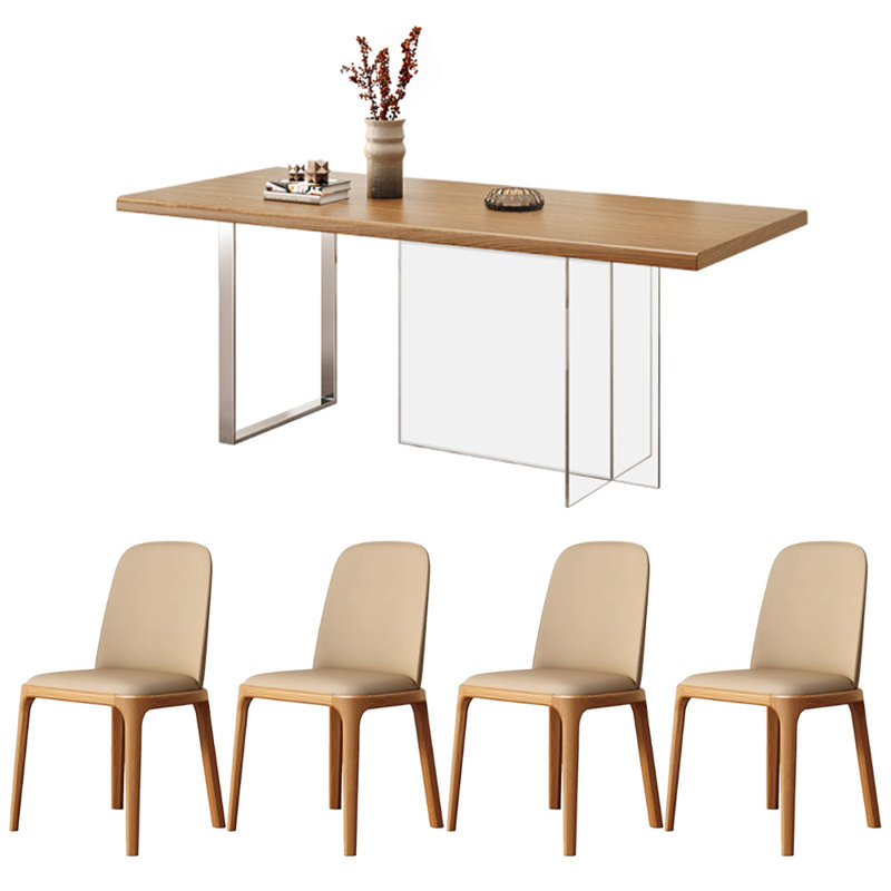 Simple Creative Advanced Sense Ash Wood Table Set, 29.52"H x 62.99"L x 31.49"W