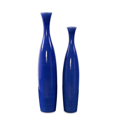 Vases en céramique émaillée Quijano, ensemble de 2, bleu cobalt