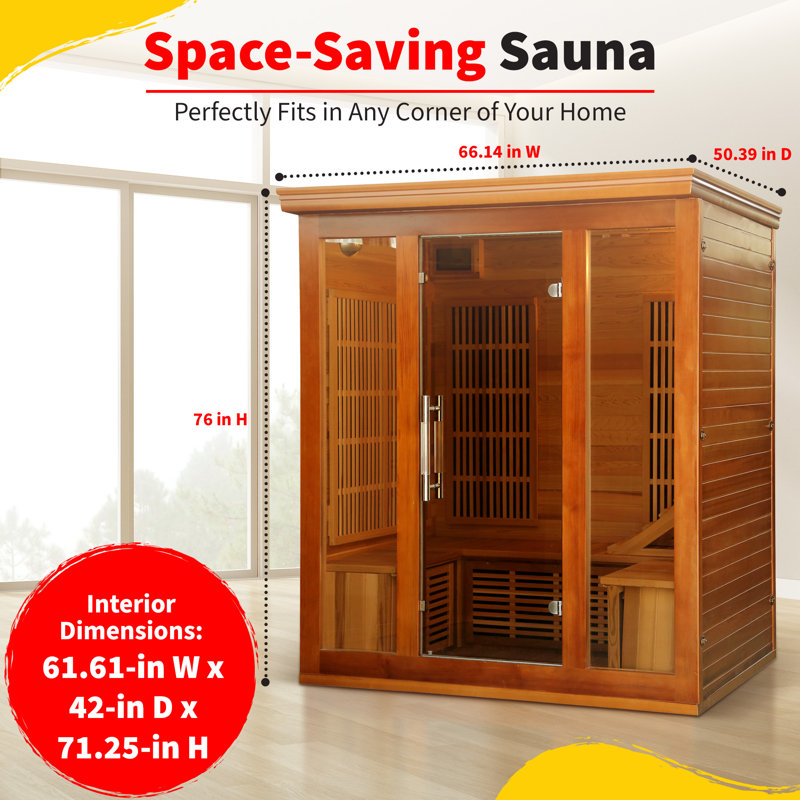 Heatwave 3-4 Person Cedar Elite Infrared Sauna with 9 Carbon Heaters