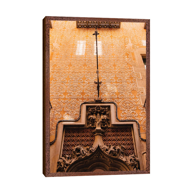 Barcelona Architecture by Bethany Young - Print on Canvas, 66.04cm H x 45.72cm W x 3.81cm D, Classic Brown Wood Framed