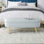 Banc de rangement ovale avec pieds en métal robustes, repose-pieds rembourré pour la chambre à coucher et le salon