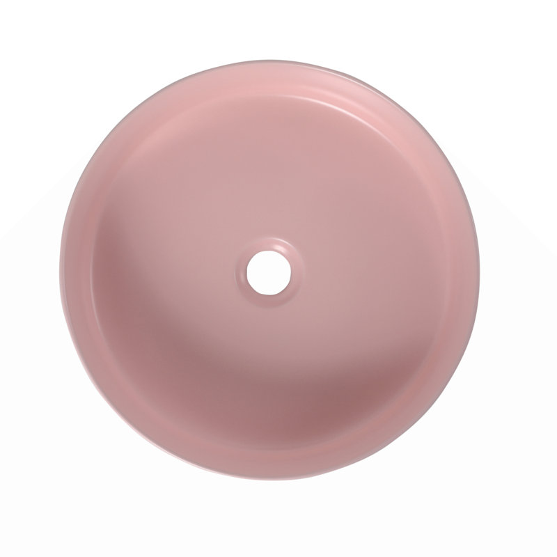Ceramic Circular Vessel Bathroom Sink Art Sink, Pink