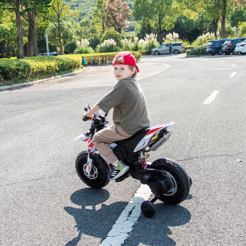 12V White Aprilia Kids Ride-On Motorcycle with Training Wheels