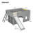 Full Size Wooden Low Loft Bed with Storage Shelves and Slide,Door and Window Design,Gray-391033320