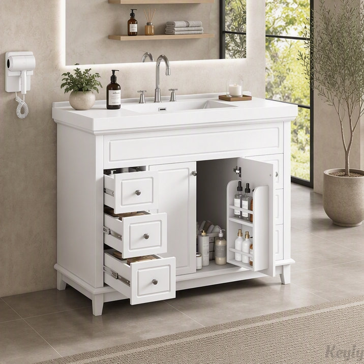 Meuble-lavabo de salle de bain de 122 cm avec lavabo en résine