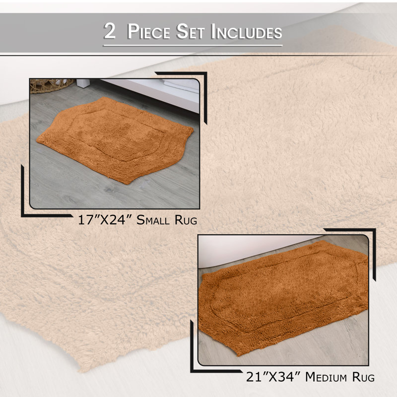Ensemble de 2 tapis de bain Morissette (17 po x 24 po, 21 po x 34 po), Terracotta