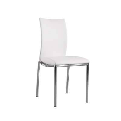 Of 4 Modern White Faux Leather Chairs - Solid Back, Foam Cushioned Seating Chic Dining In With Comfortable