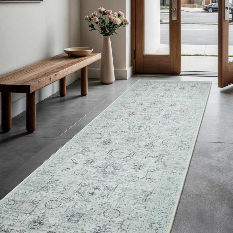 Tapis lavable à la machine résistant aux taches GLN Rugs, Tapis de couloir 2 pi 6 po x 10 pi