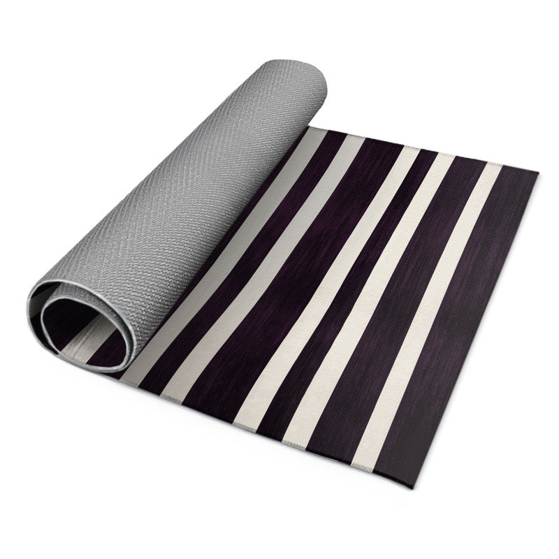 Tapis intérieur / extérieur mauve HorizontalStripes, Rectangulaire 8 pi x 10 pi