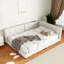 Lit plateforme tapissier grand avec ports USB intégrés, beige