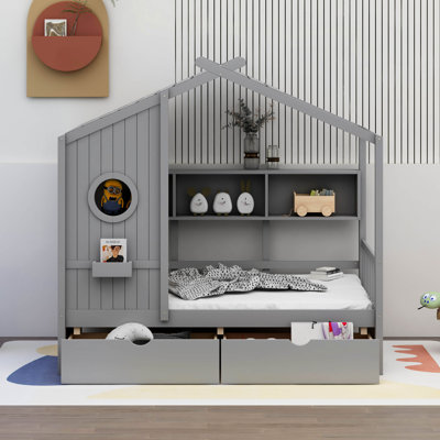 Vidoje Kids Bed with Storage Shelf