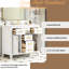 Meuble-lavabo moderne 36 po avec lavabo en céramique, 4 tiroirs et 2 portes, structure en bois massif, blanc, meuble de rangement contemporain, unité-898509996