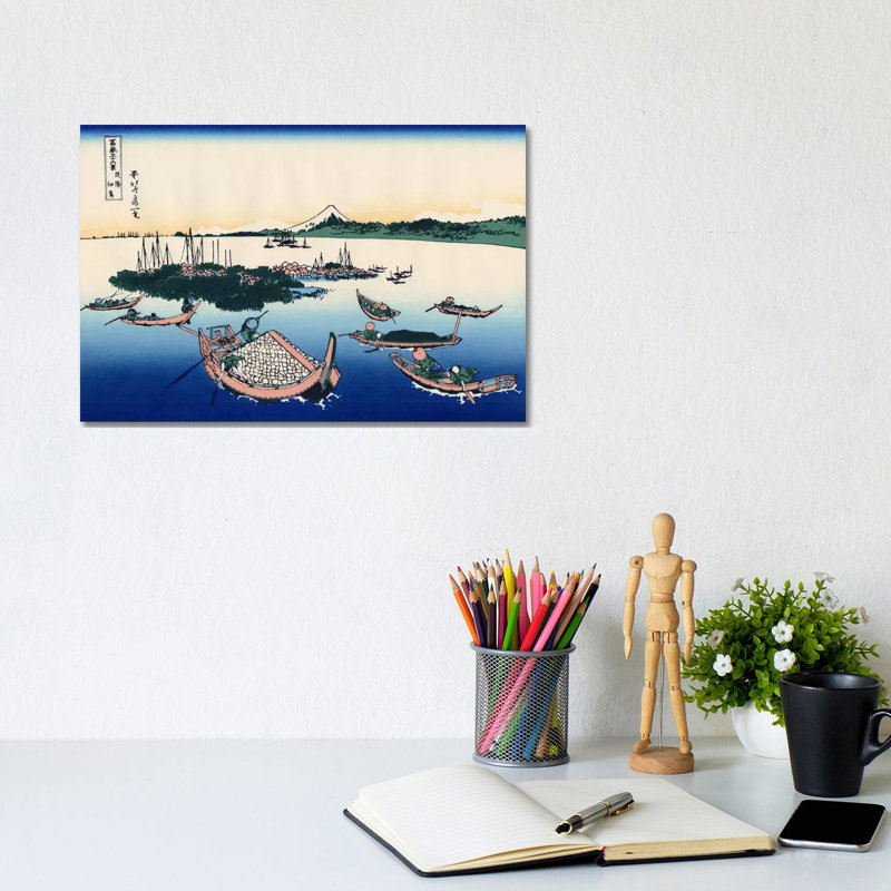 Tsukada Island in the Musashi Province by Katsushika Hokusai - 1 Piece Wrapped Canvas Painting, 20.32 cm H x 30.48 cm W