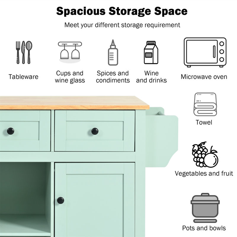 Calice Kitchen Island, Green