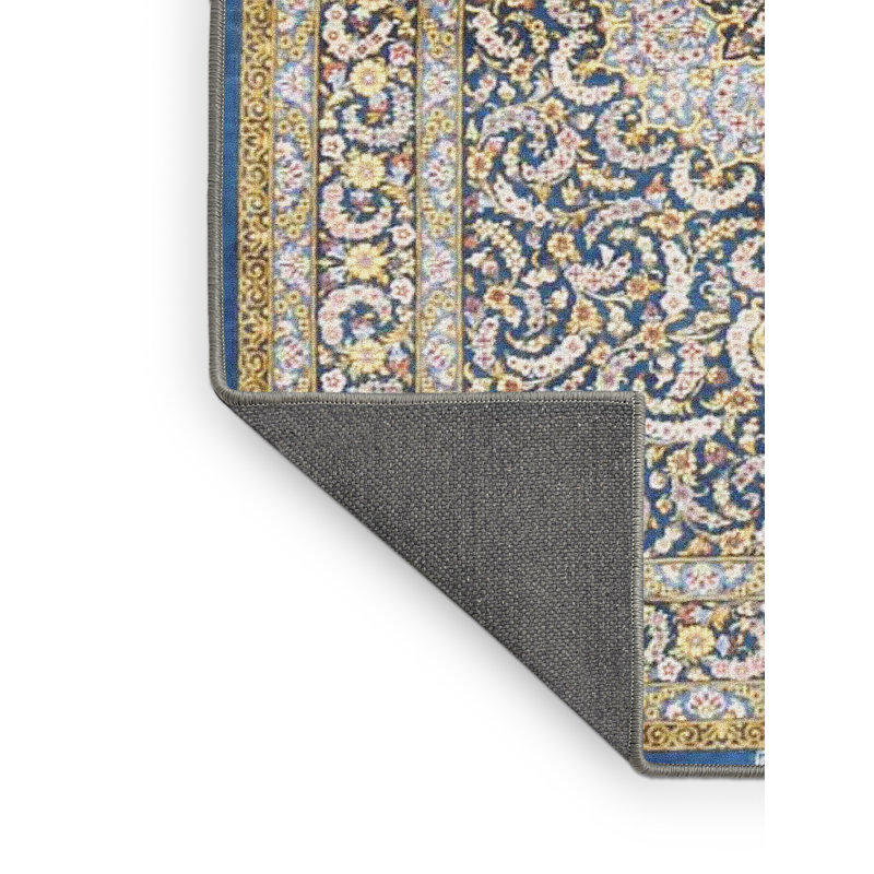 Tapis violet traditionnel/jaune/bleu, Rectangle 5 pi x 7 pi