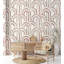 Pink and White Art Deco Gold Lines Wallpaper
