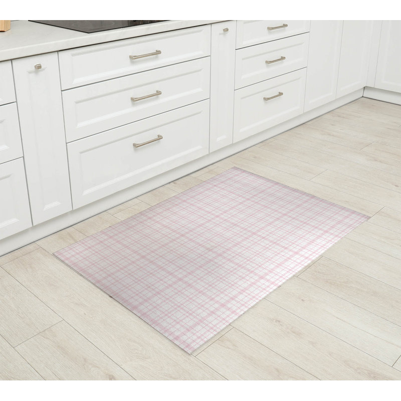 Diano Plaid Kitchen Mat, Rectangle 3' x 5', Pink