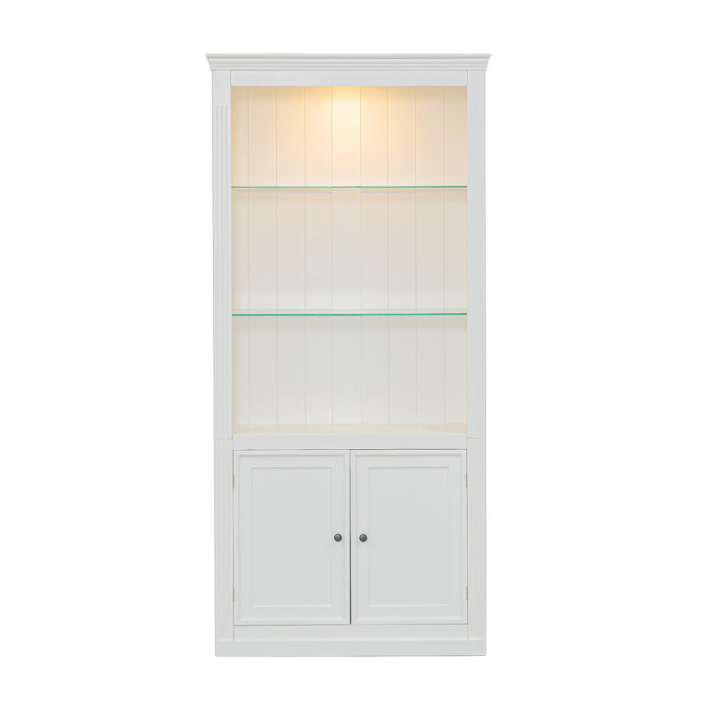 Tall Glass Display Cabinet With 2 Adjustable Shelves,Curio Display Cabinet With 5 Colours Adjustable LED Ceiling Light , Tempered Glass Floor Standing Bookcase With 2 Doors Cabinet For Living Room, Bedroom, 78.75’’X 35.45’’ X 16.75’’, White