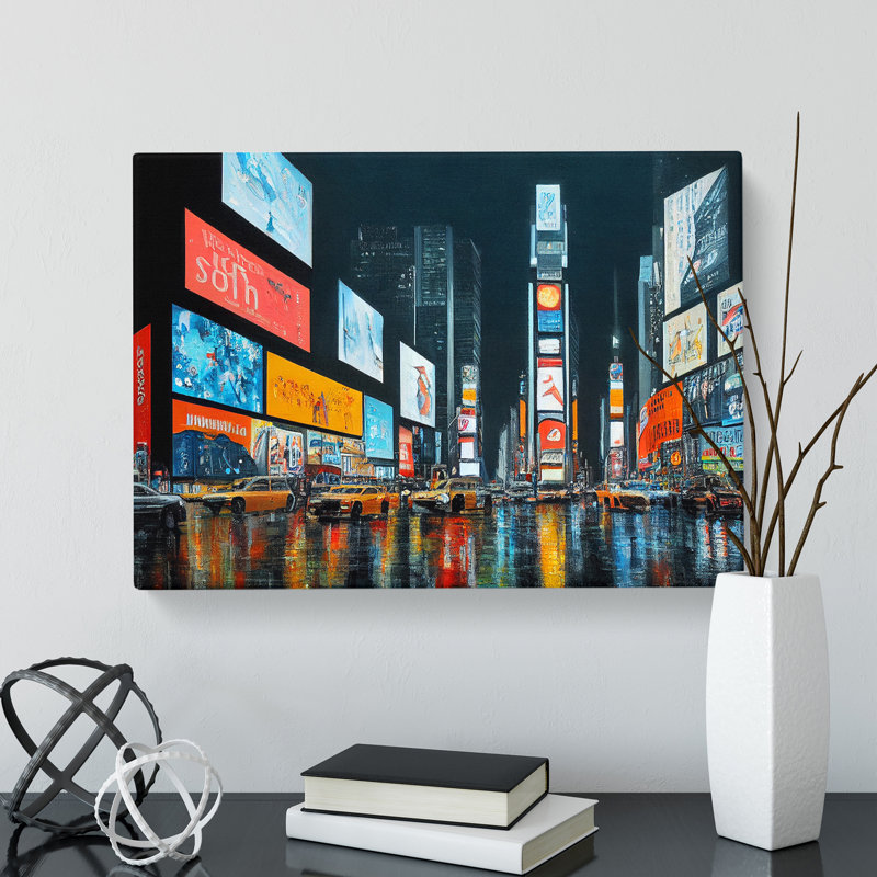 Times Square Vol.5 - Wrapped Canvas Painting, 35cm H x 50cm W x 3cm D
