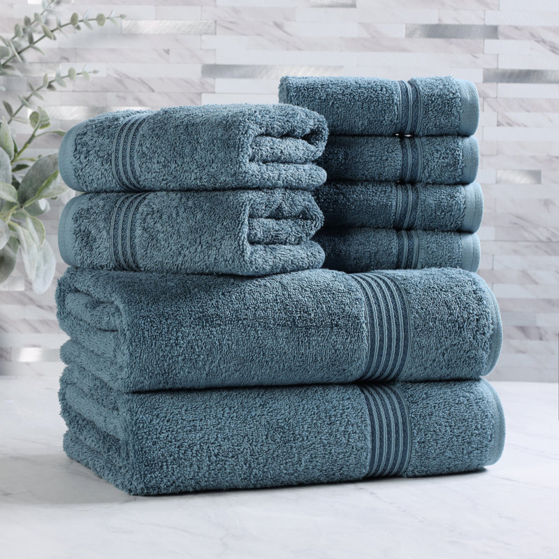 Alexia Heritage Egyptian Cotton Soft Absorbent Luxury 8 Piece Bathroom Towel Set, Sapphire