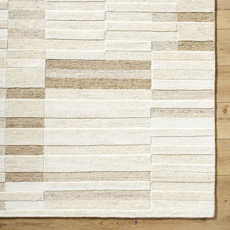 Carmellia Hand Tufted Wool Striped Indoor Rug, Rectangle 5'7" x 6'