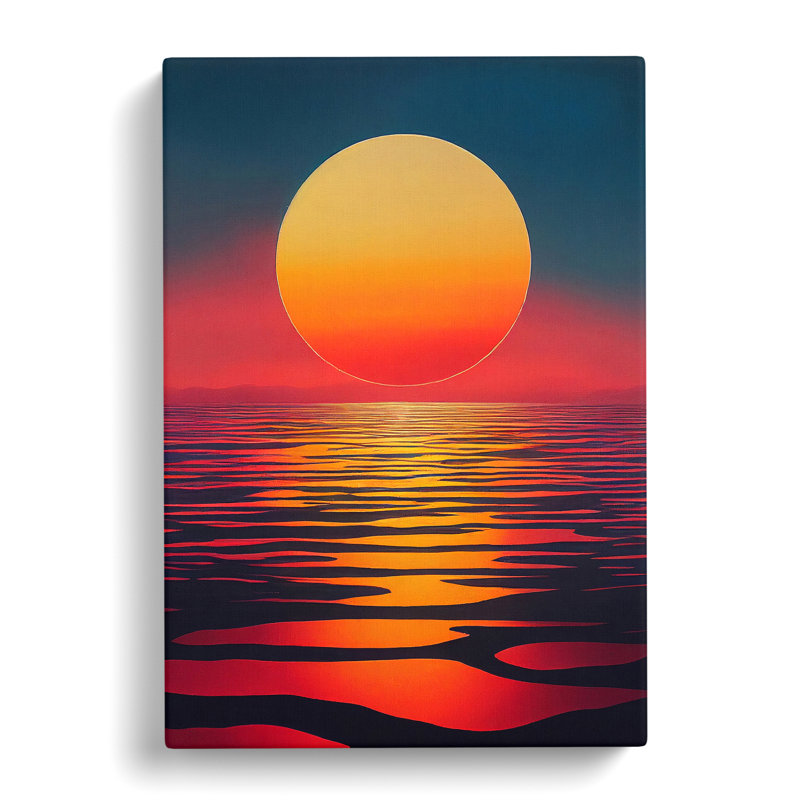 Brilliant Abstract Ocean Sunset - Wall Art, Wrapped Canvas, 50cm H x 35cm W x 3cm D, No Matte