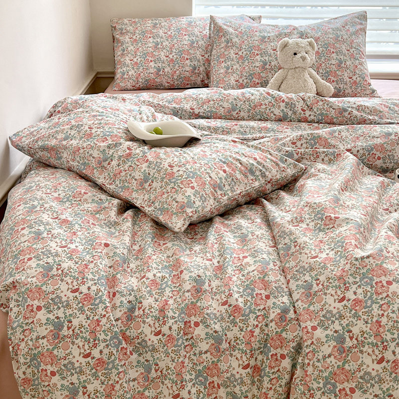Ensemble d'édredon en microfibre, Twin XL Comforter + 2 Standard Shams, Pink/Green Floral