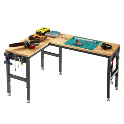 Gzt002 - Garage Workbench - Double Layer Workbench With Pegboard And Drawers + Iron - 96×24 - Black