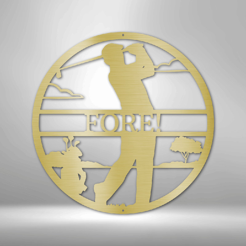 Monogramme personnalisé en forme de golfeur en acier avec finition élégante pour la maison et le golf, Doré, Oui