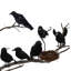 6 pièces de corbeaux noirs d'Halloween avec 1 pièce de nid d'oiseau, corneilles à plumes noires faites à la main et plumes d'oiseaux