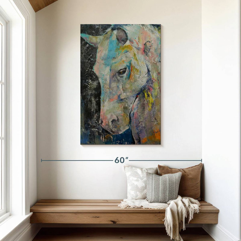 Brampt, peinture de cheval blanc, H 45 po x l 30 po