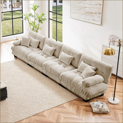 Canapé modulaire à 4 places pour salon, appartement, studio et bureau | Rose | Chenille
