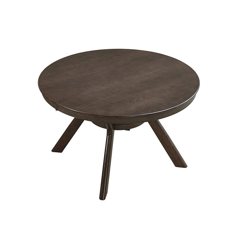 47.24''Round Rubber Wood Dining Table For 4-6 With Wooden Trestle Pedestal Base,Modern Kitchen Wooden Table Dinner Table For Dining Room, Living Room,Dark Brown(1Table)