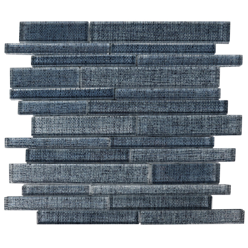 Flen 12" x 12" Glass Linear Tile, Blue