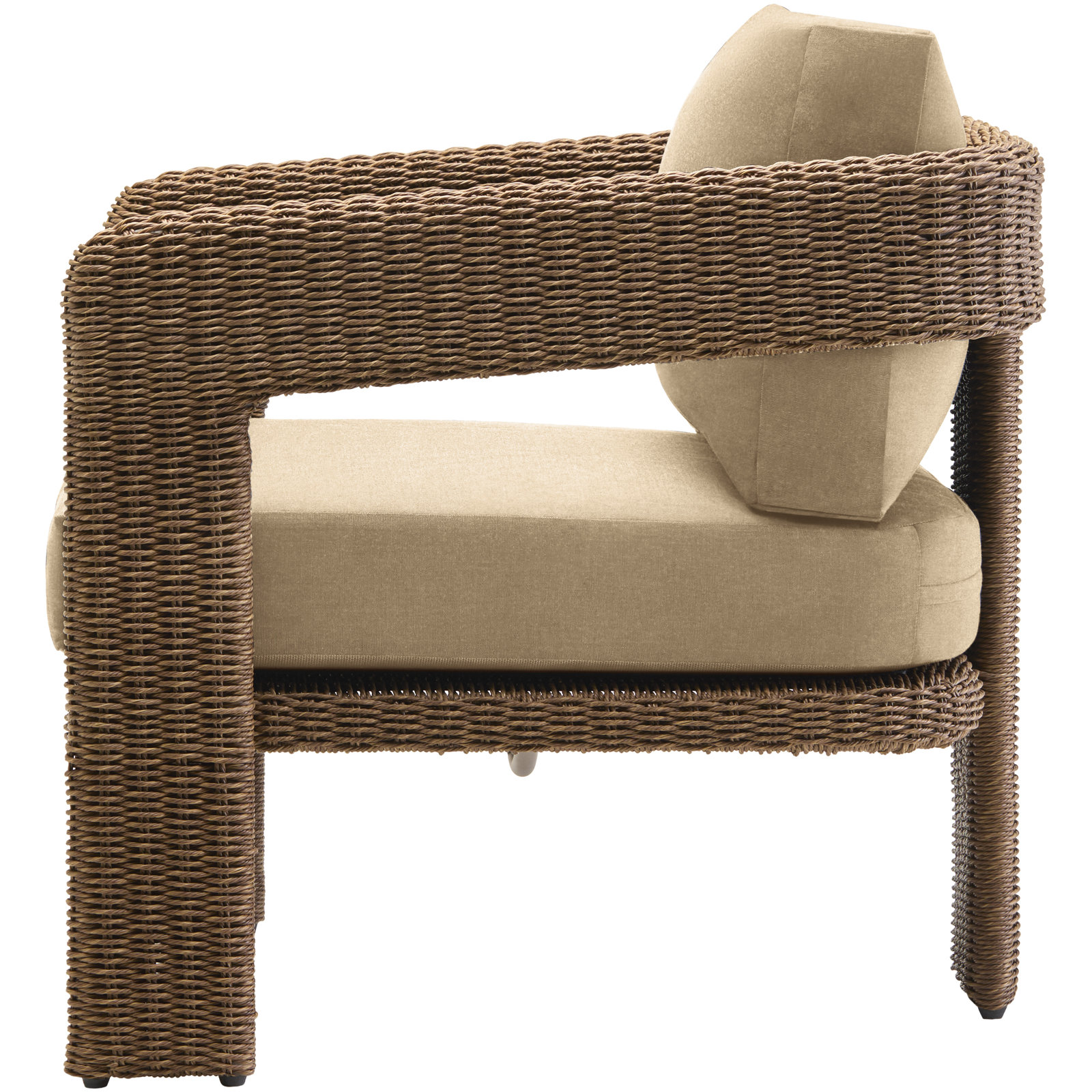 Amber Outdoor Wicker Patio Club Chairs with Sunbrella Cushions (Set of 2), Canvas Beige