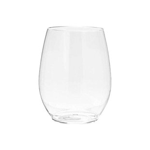 Visions 16 oz. Heavy Weight Clear Plastic Stemless Wine Glass - 64/Case