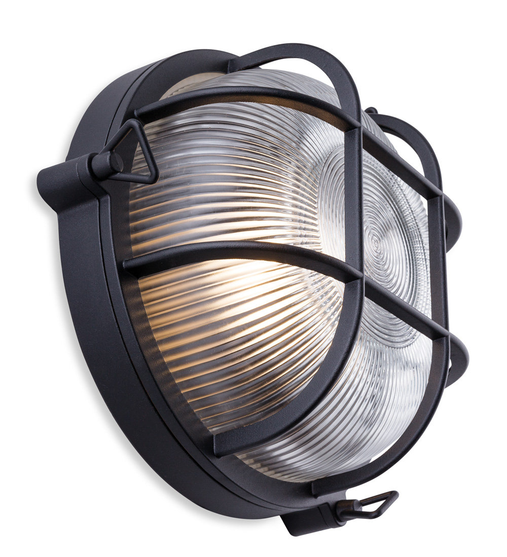Rh Ribbed Light Firstlight Black 9.44cm H Ribbed Outdoor Bulkhead Light | Wayfair.ie
