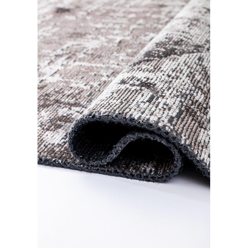 Rapture Abstract Area Rug in Gray, Square 9'