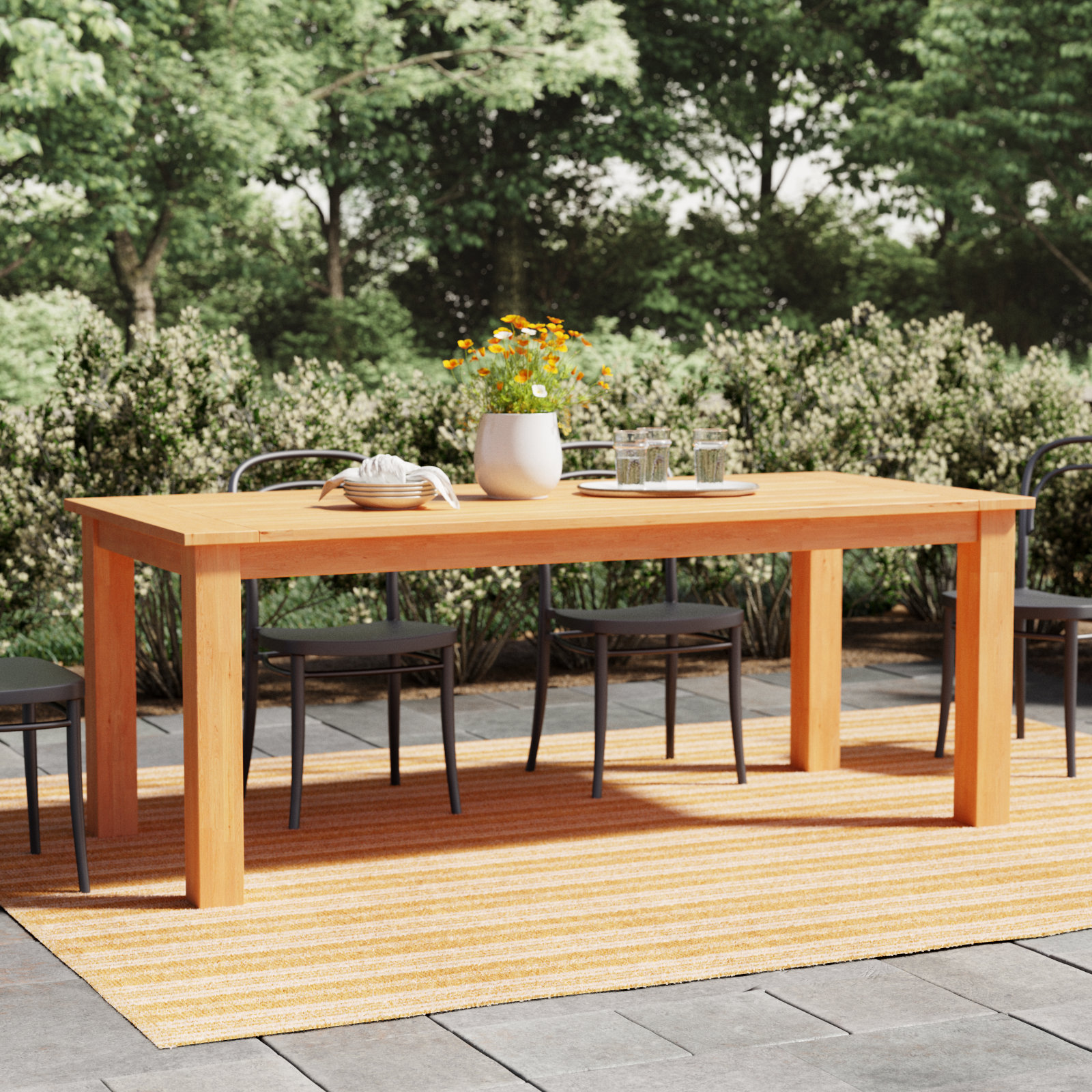 Carenen Outdoor Solid Teak Wood Dining Table