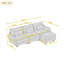 Canapé d'angle trois places en chenille avec pouf amovible et coussins lombaires-474879377