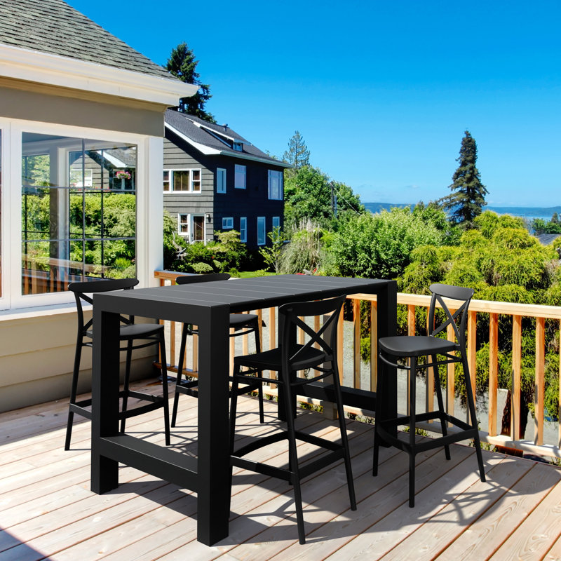 Bijou Outdoor Stool, Black, Bar Stool (29.5" Seat Height)