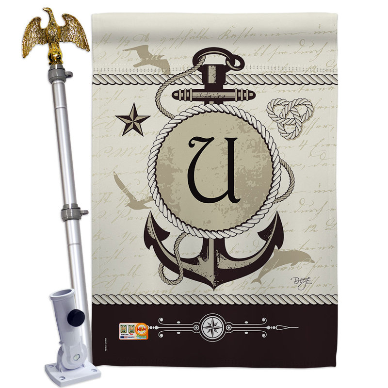 Ensemble de drapeaux 40 x 28 po Nautical Initiale Polyester, U