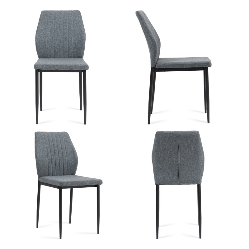48cm H Fabric Upholstered Metal Side Chair, Dark Grey