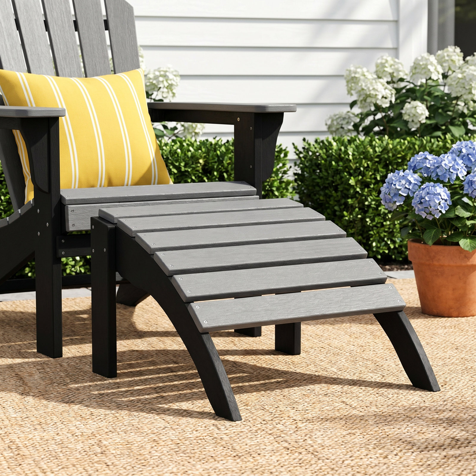 Leighton Patio Footstool, Black/Driftwood Gray
