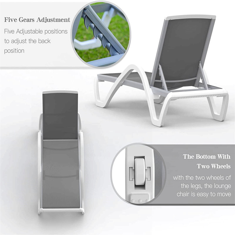 Patio Chaise Lounge Adjustable Aluminum Pool Lounge Chairs With Arm All Weather Pool Chairs For Outside,In-Pool,Lawn (1 Lounge Chair)
