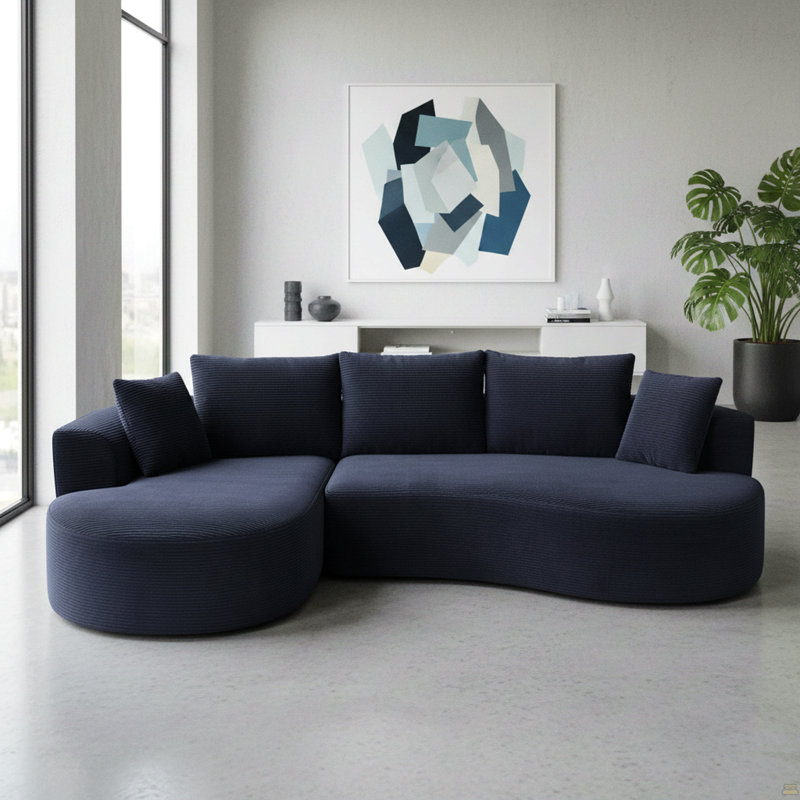 Ensemble de canapé modulaire courbé 2 pièces avec coussins, Noir